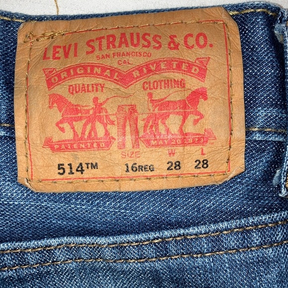 Levi's red tab W28L28.5 514 zip fly distressed Blue Straight Denim Jeans - Picture 6 of 16